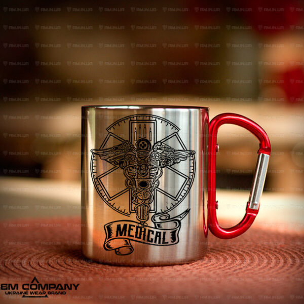 Железная кружка с карабином MEDICAL