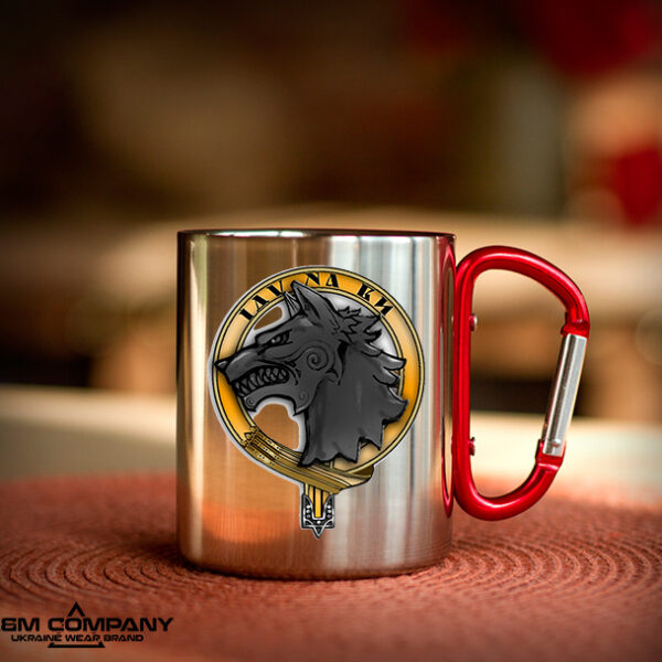 Железная кружка с карабином ІДУ НА ВИ