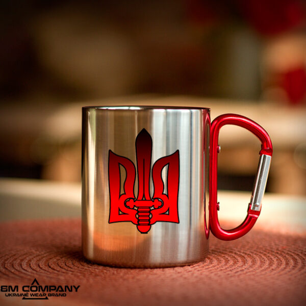 Железная кружка с карабином ЧЕРВОНИЙ ГЕРБ