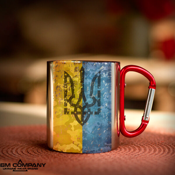 Железная кружка с карабином ТРИЗУБ-ГЕРБ