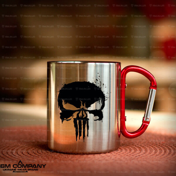 Железная кружка с карабином PUNISHER
