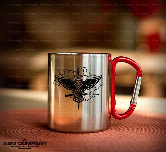Железная кружка с карабином РОЗВІДКА