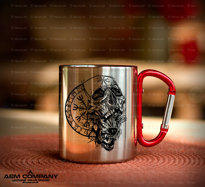 Железная кружка с карабином VALKNUT.