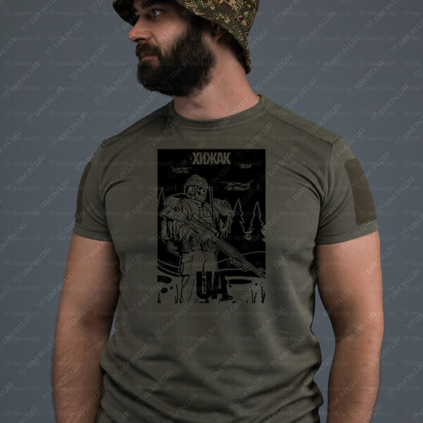 Тактическая футболка CoolMax Хижак на орків олива