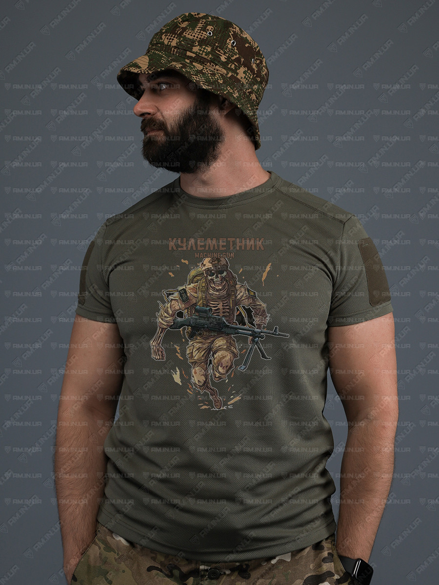 Тактическая футболка CoolMax Кулеметник олива