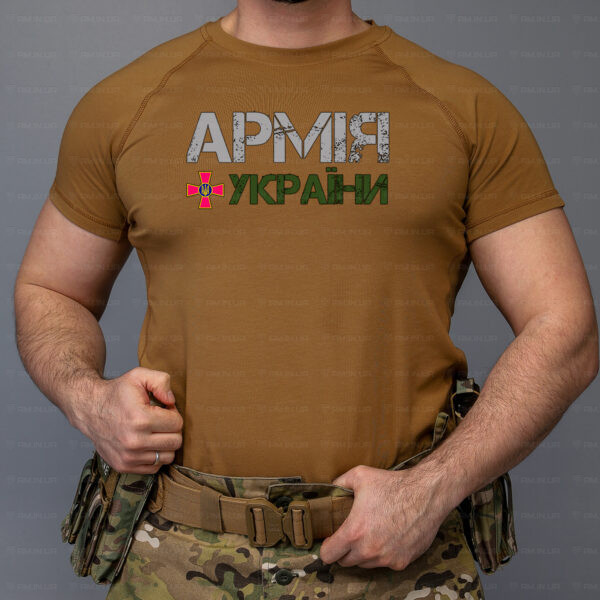 Тактическая футболка Армія України коттон койот