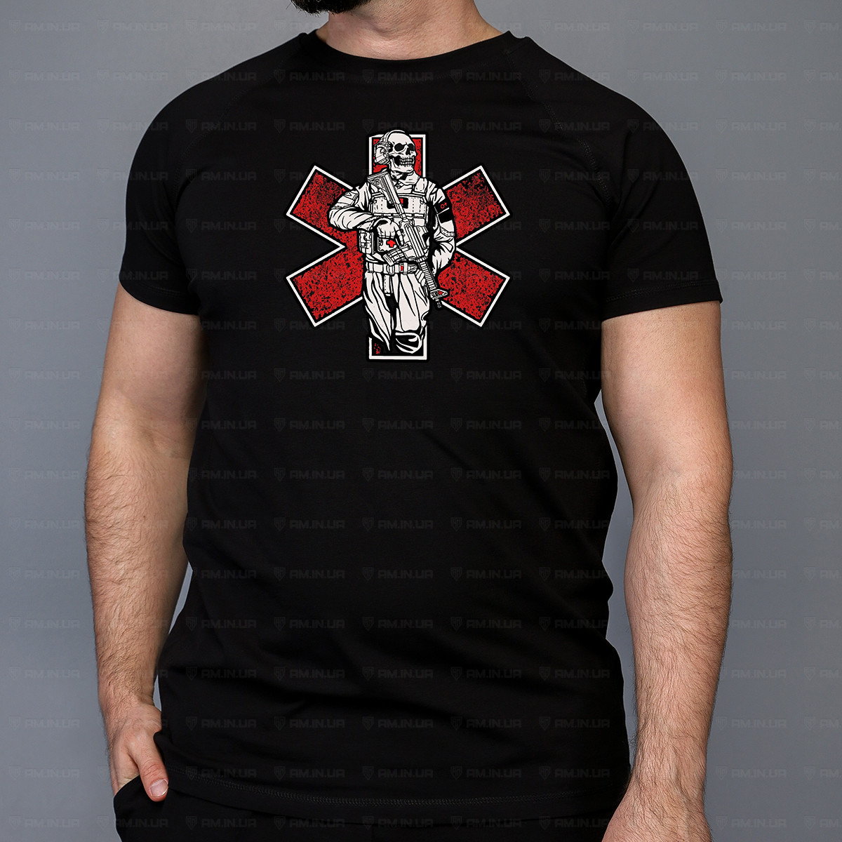 Тактическая футболка Бойовий медик коттон черная