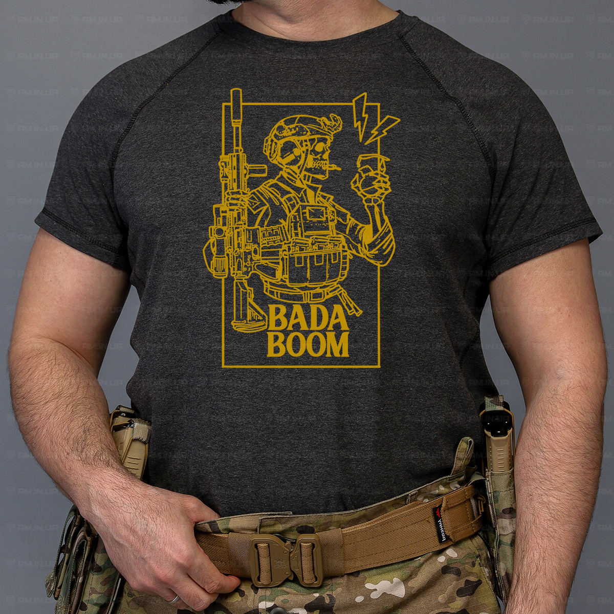 Тактическая футболка Bada BOOM коттон серая