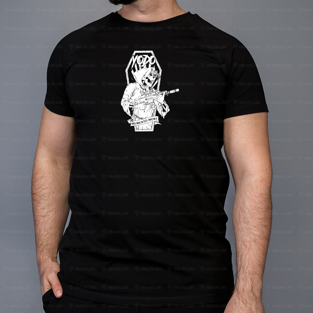 Тактическая футболка Memento mori коттон черная