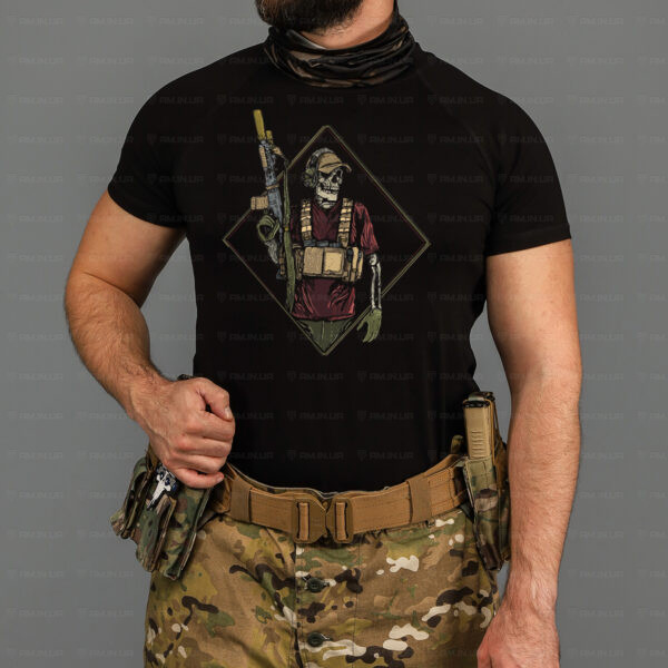 Тактическая футболка Працюй коттон черная