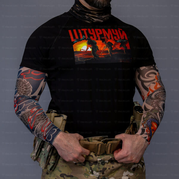 Тактическая футболка Штурмуй коттон черная