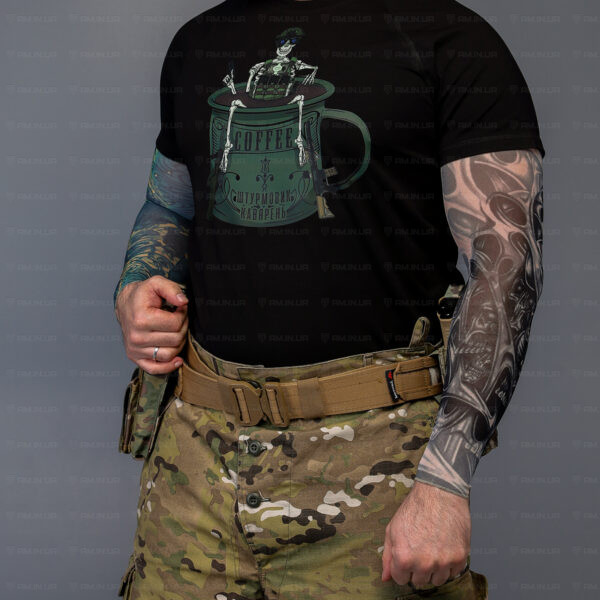 Тактическая футболка Штурмовик кав'ярень коттон черная