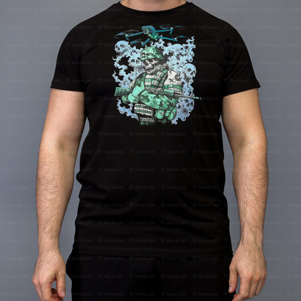 Тактическая футболка Skull drone operator коттон черная